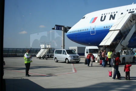 frankfurt airport loaded boarded buses plane taken both were